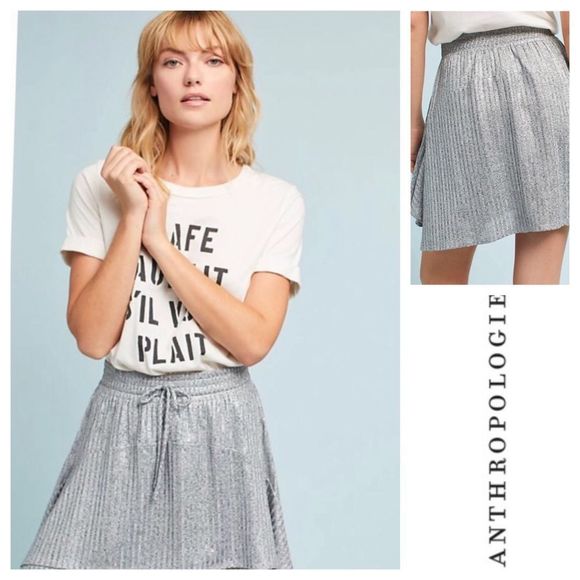 ANTHROPOLOGIE silver shimmer skirt - Picture 1 of 4